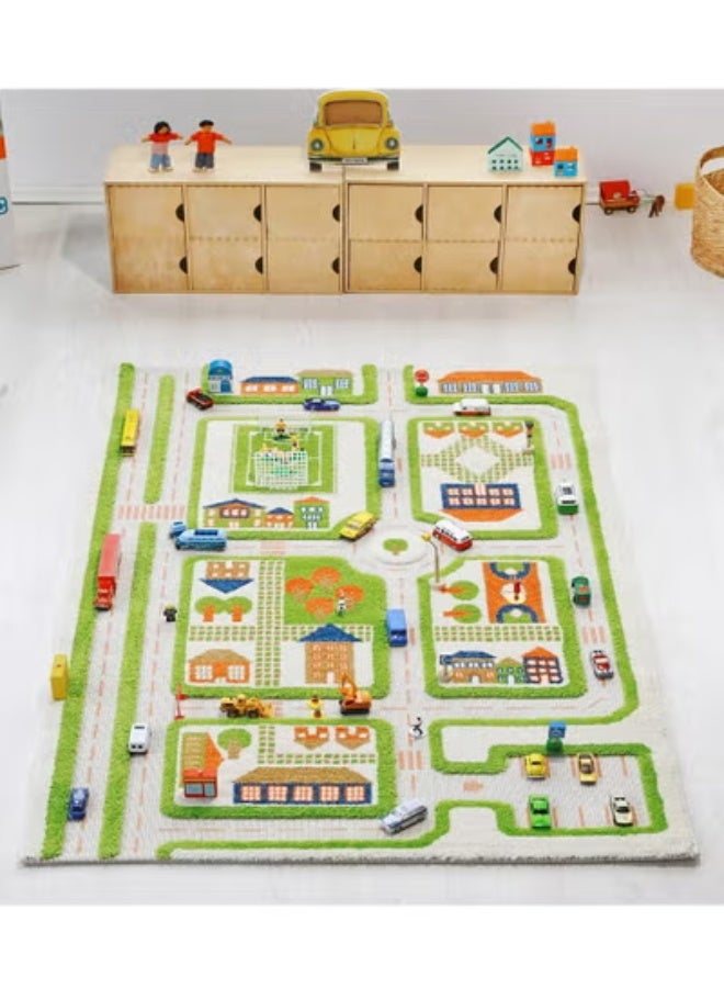 IVI 3D Play Carpet Traffic Design - Medium | Green | Activity Playmat for Kids & Children | Bedroom, Living Room, Nursery Rug | Polypropylene | Foldable | 150 cm x 100 cm - Image 2